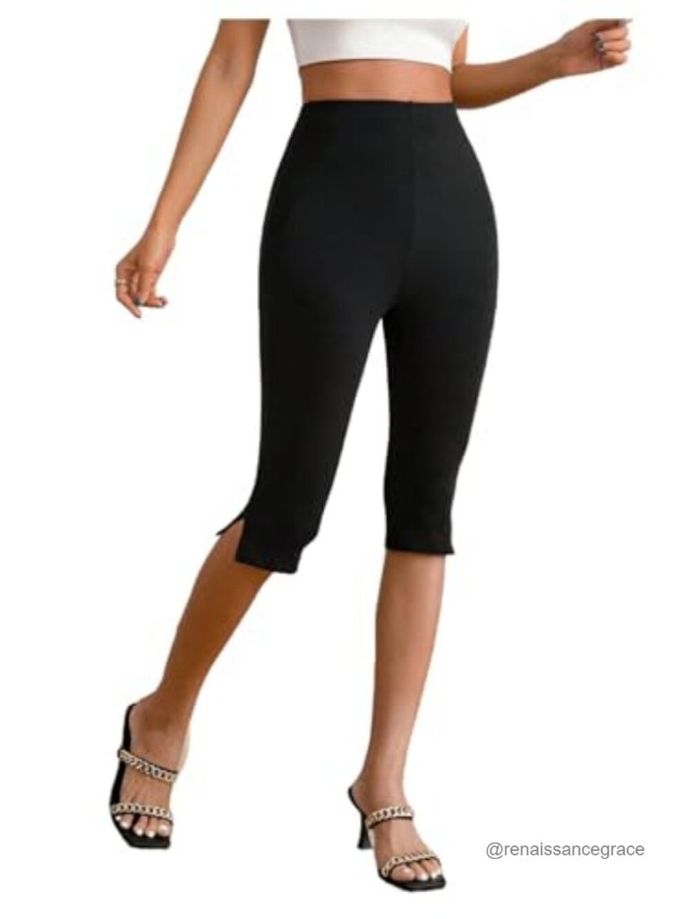 High Waisted Capri Leggings Skinny Straight Leg